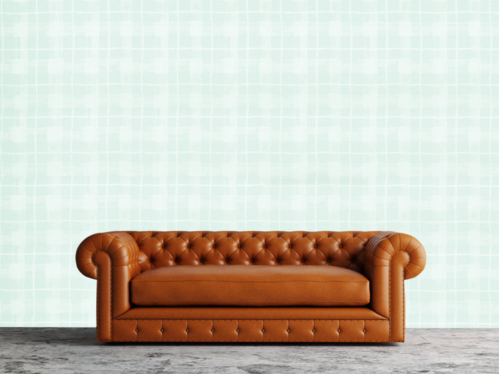 Newport B Aqua Grid Wallpaper Sk8398