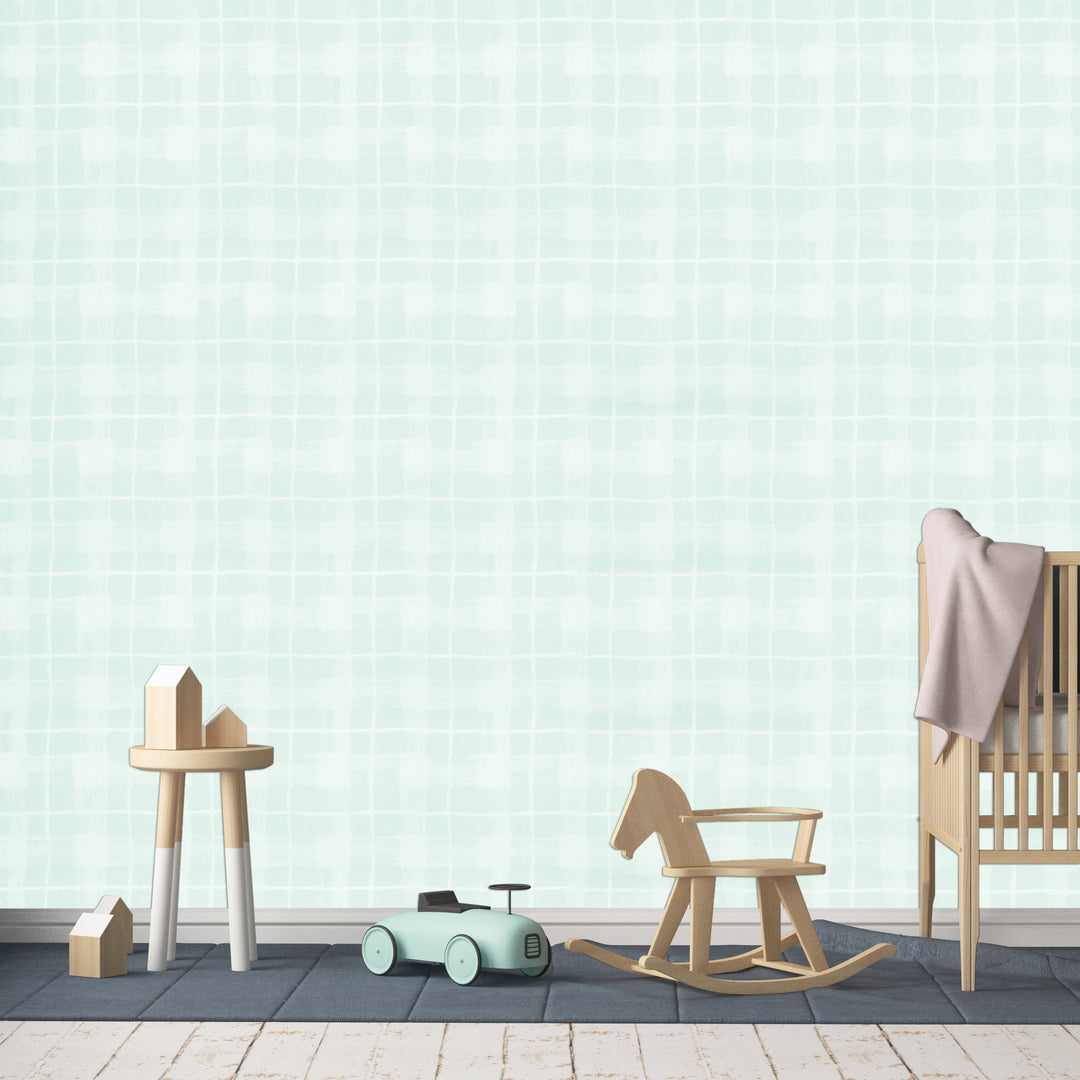 Newport B Aqua Grid Wallpaper Sk8398