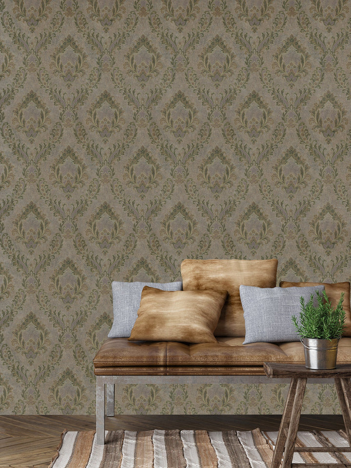 Queen Anne A Walnut Damask Wallpaper Sk6719