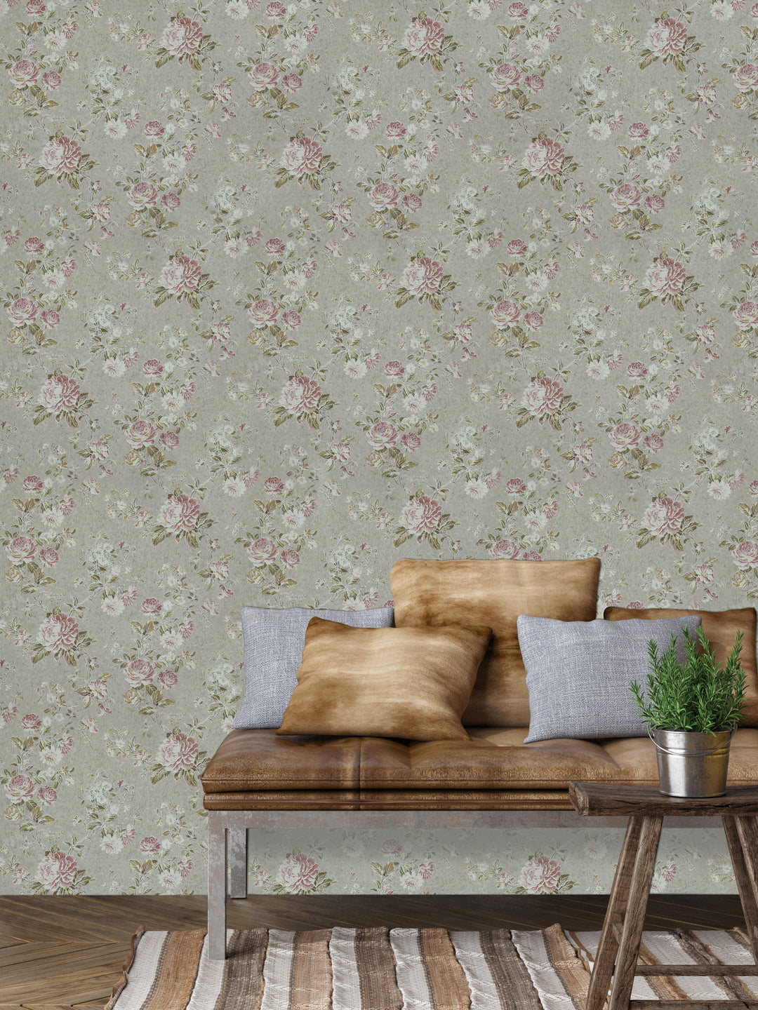 Queen Anne A Mocha Damask Wallpaper Sk6720