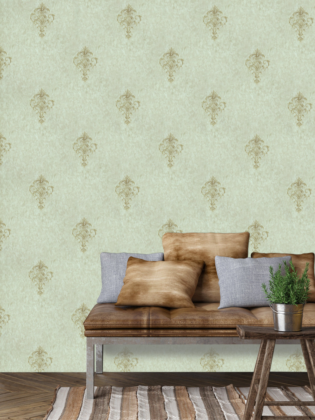 Queen Anne A Mint Gold Wallpaper Sk6740