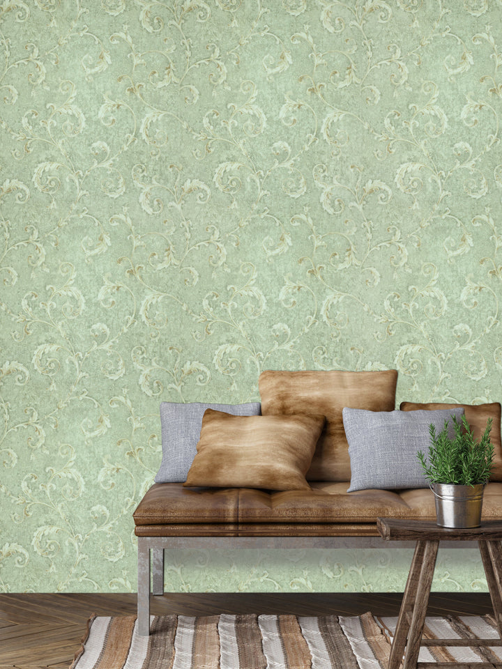 Queen Anne A Icy Blue Print Wallpaper Sk6778