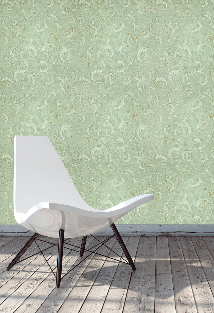 Queen Anne A Icy Blue Print Wallpaper Sk6778