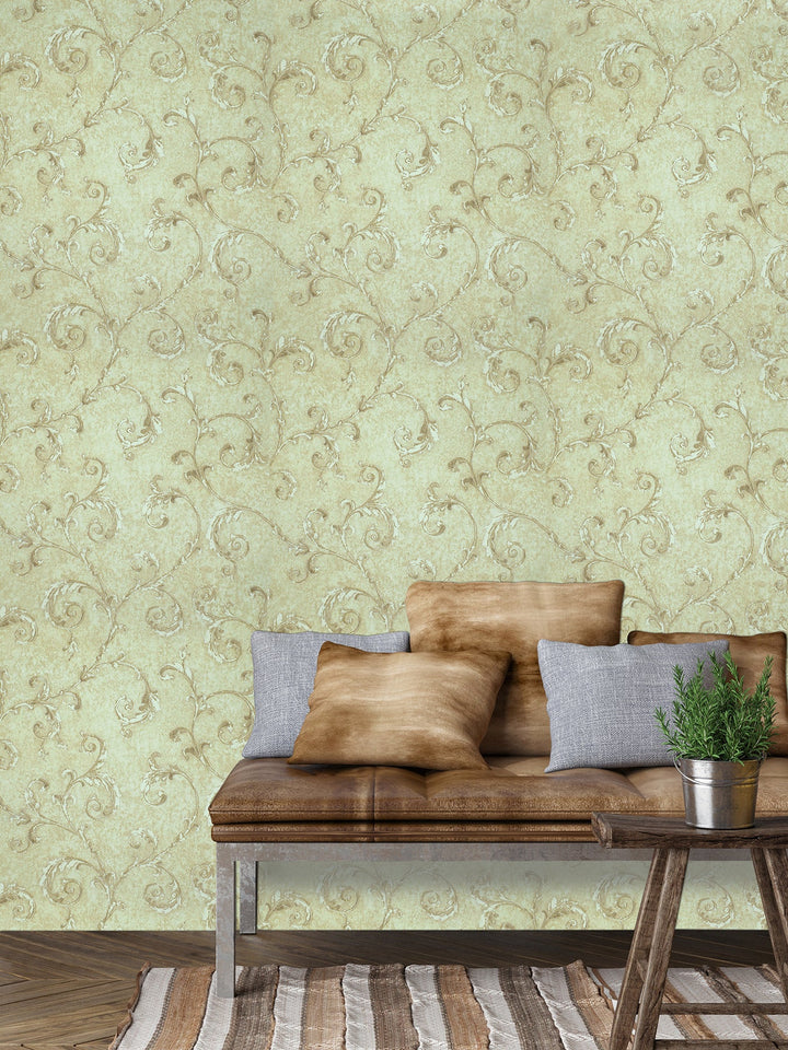 Olive Scroll Wallpaper