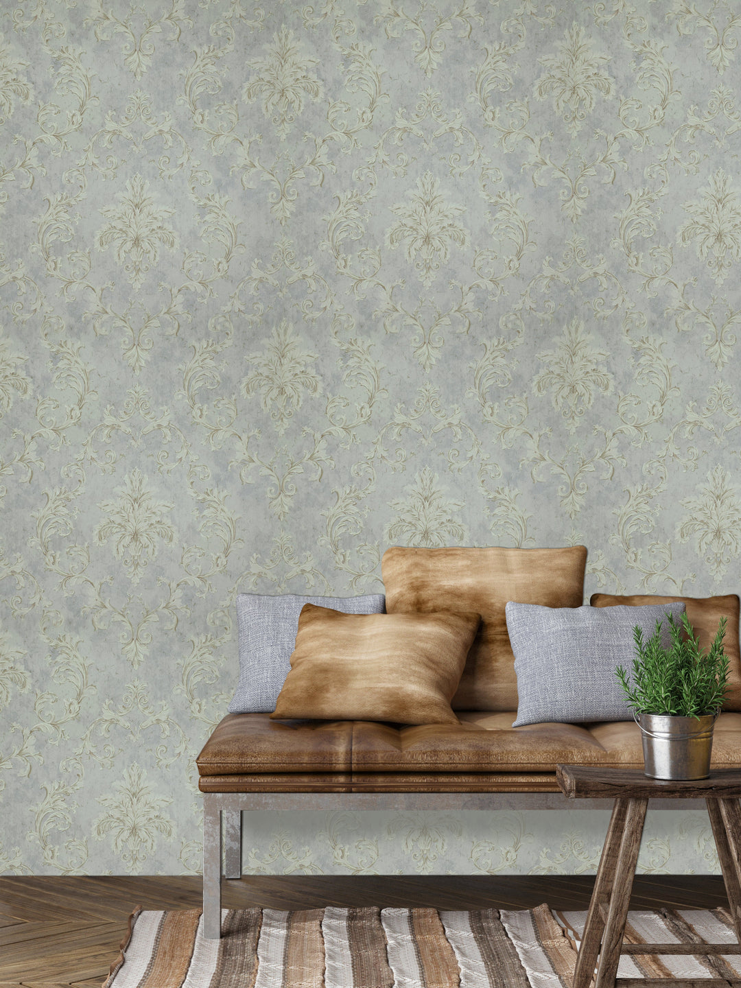 Queen Anne A Rose Tint Damask Wallpaper Sk6792