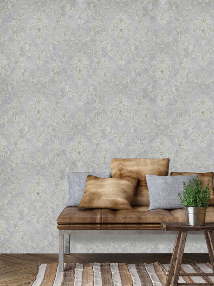 Queen Anne A Lilac Gray Floral Wallpaper Sk6793
