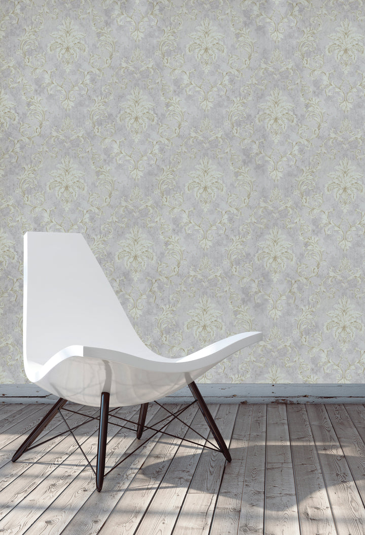 Queen Anne A Lilac Gray Floral Wallpaper Sk6793