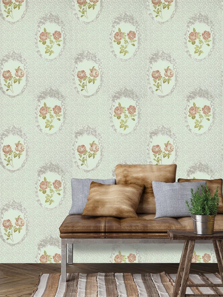 Queen Anne A Burnished Gold Trellis Wallpaper Sk8049