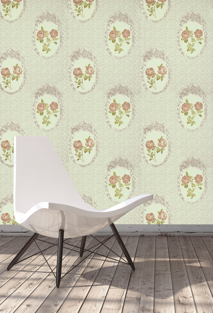 Queen Anne A Burnished Gold Trellis Wallpaper Sk8049