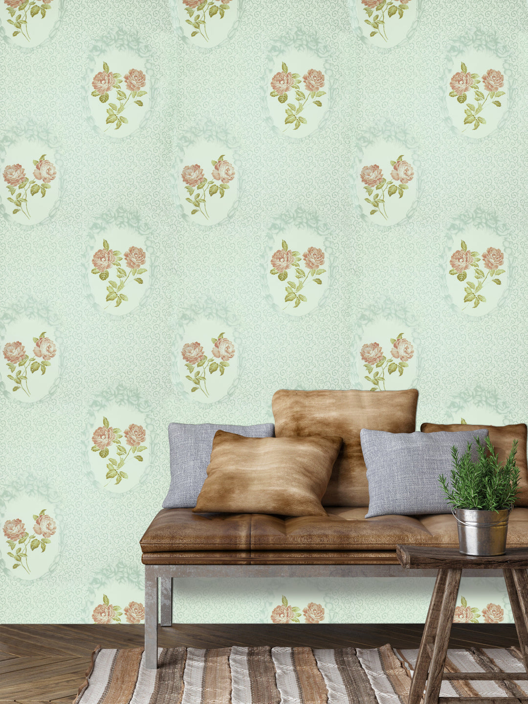Queen Anne A Bronze Damask Wallpaper Sk8051