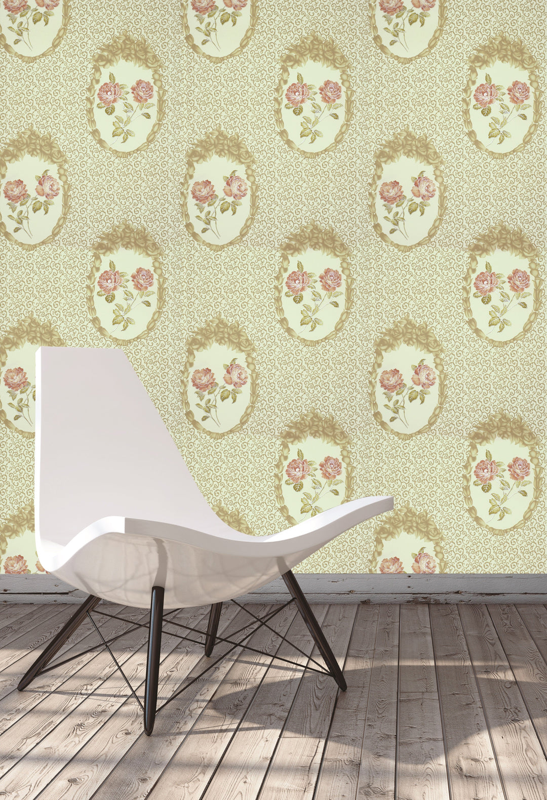 Queen Anne A Cream Medallion Wallpaper Sk8053