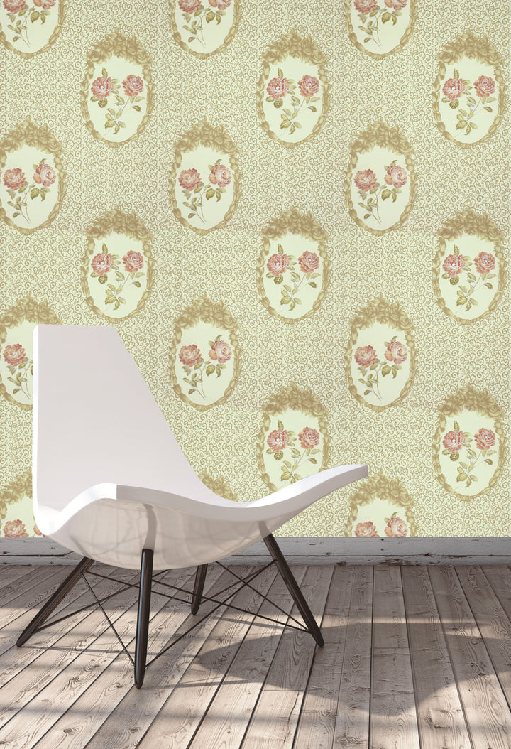 Queen Anne A Cream Medallion Wallpaper Sk8053