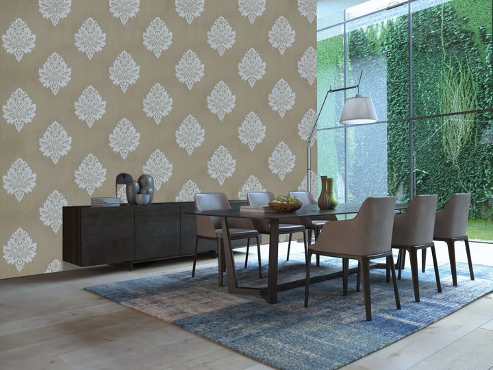 Cloud Grey Damask Wallpaper