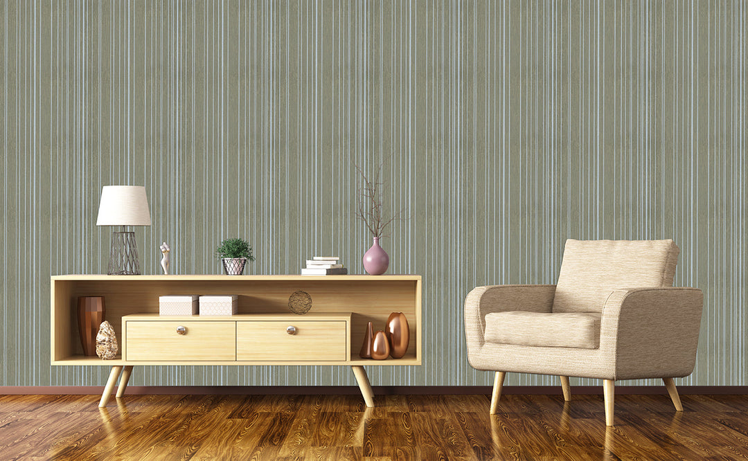 Green White Stripe Wallpaper