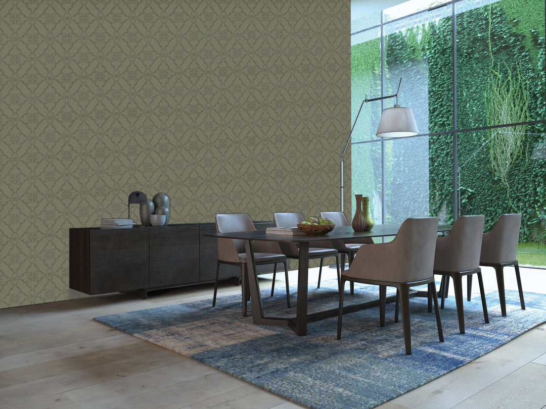 Queen Anne B Olive Weave Wallpaper Sk2421
