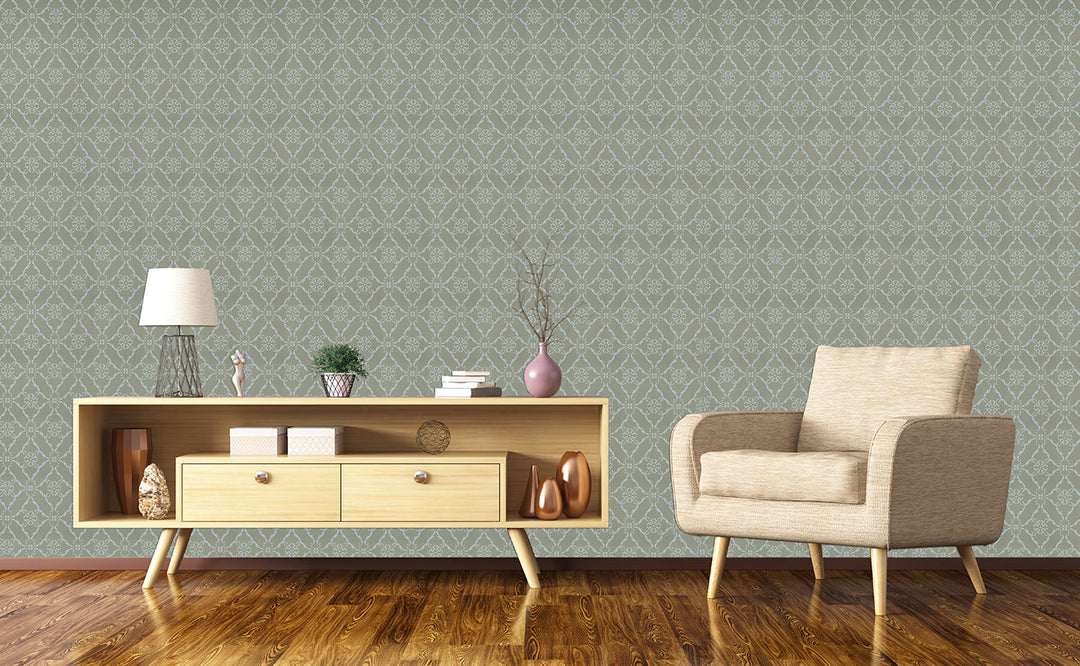 Queen Anne B Sage Lattice Wallpaper Sk2425