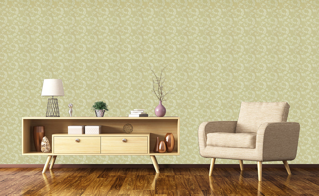 Olive Damask Wallpaper