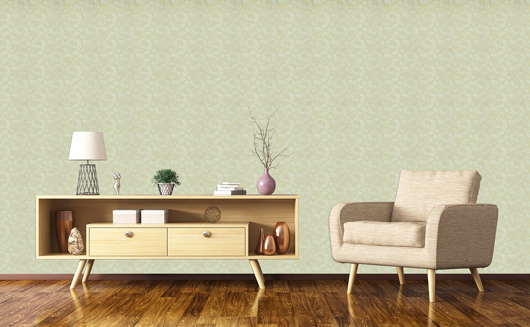 Light Green Damask Wallpaper
