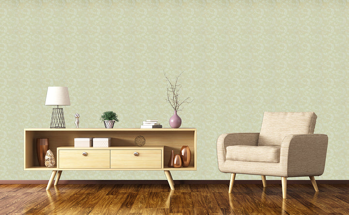 Light Green Damask Wallpaper