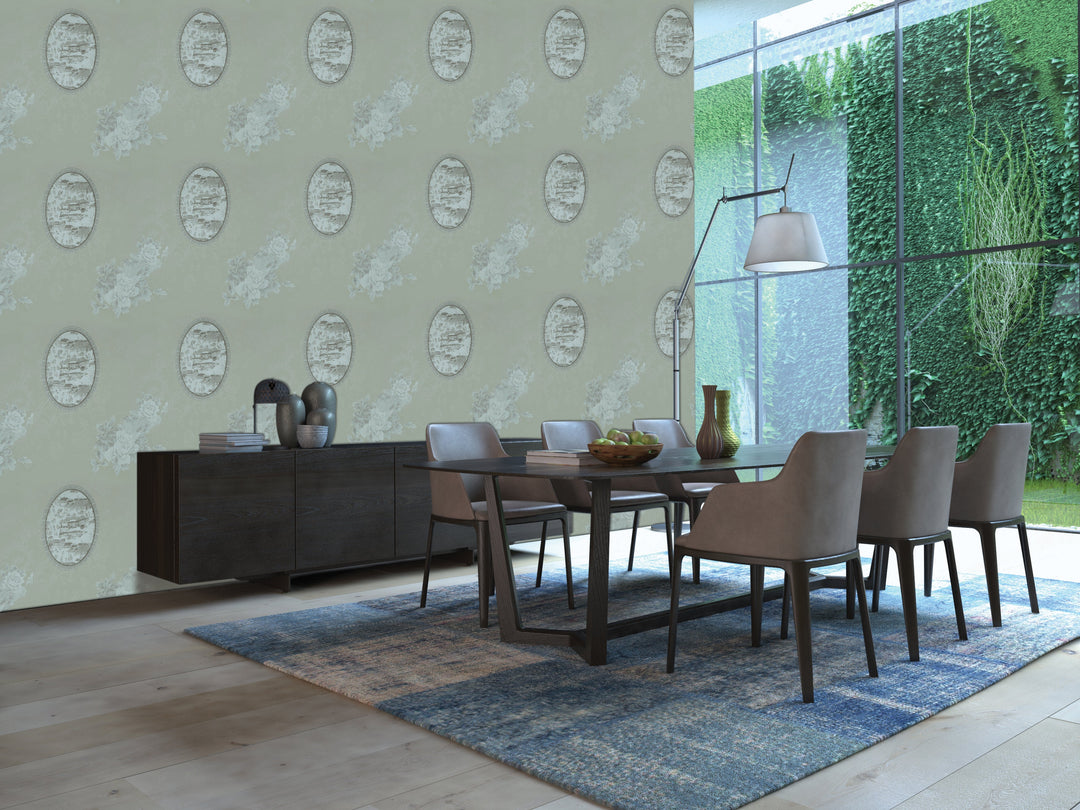 Queen Anne B Gold Floral Wallpaper Sk2826