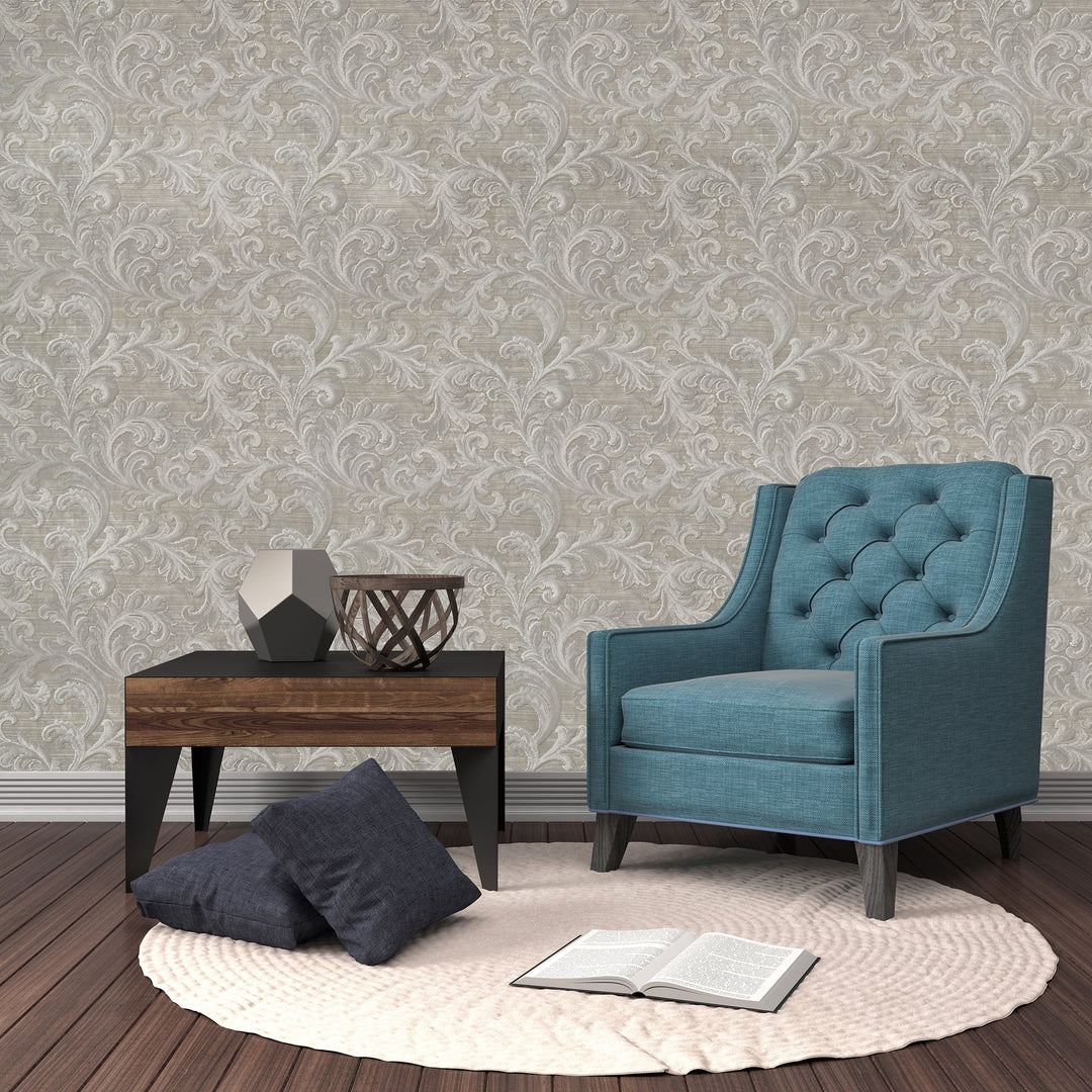 Queen Elizabeth Beige Damask Wallpaper 35402