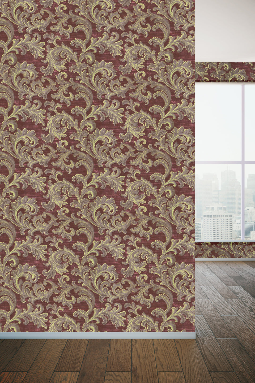 Queen Elizabeth Red Vintage Damask Wallpaper 35405
