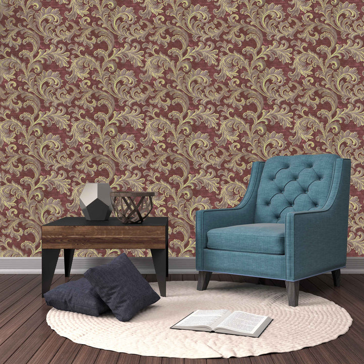 Queen Elizabeth Red Vintage Damask Wallpaper 35405
