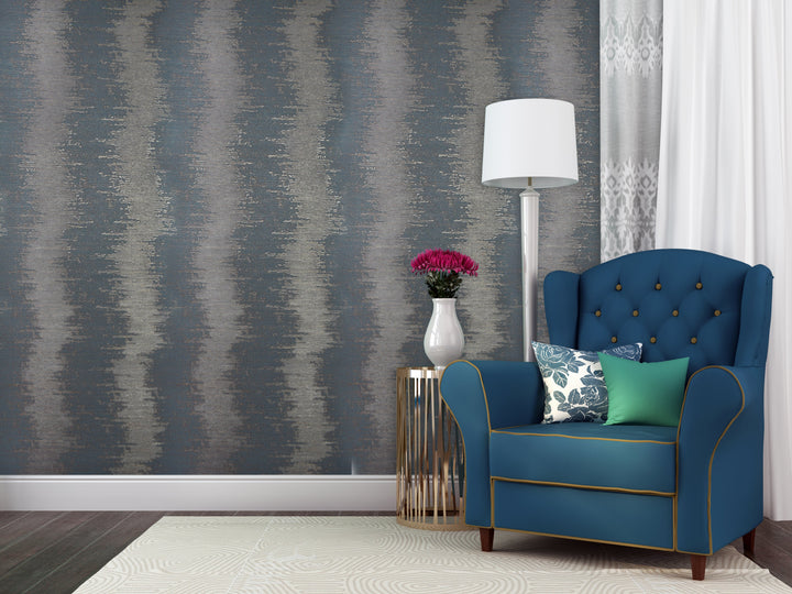 Queen Victoria 29 Navy Waves Wallpaper Sk100-28589