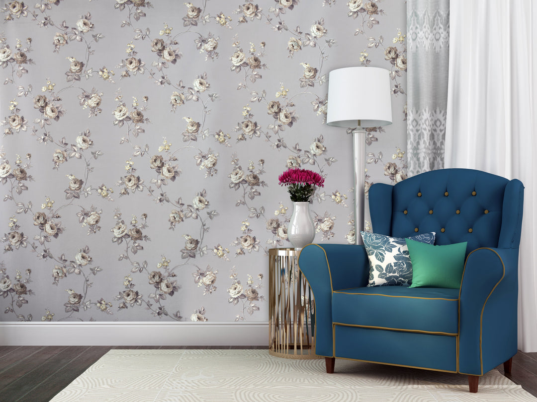 Queen Victoria 29 Floral Sketch Wallpaper Sk104-42972