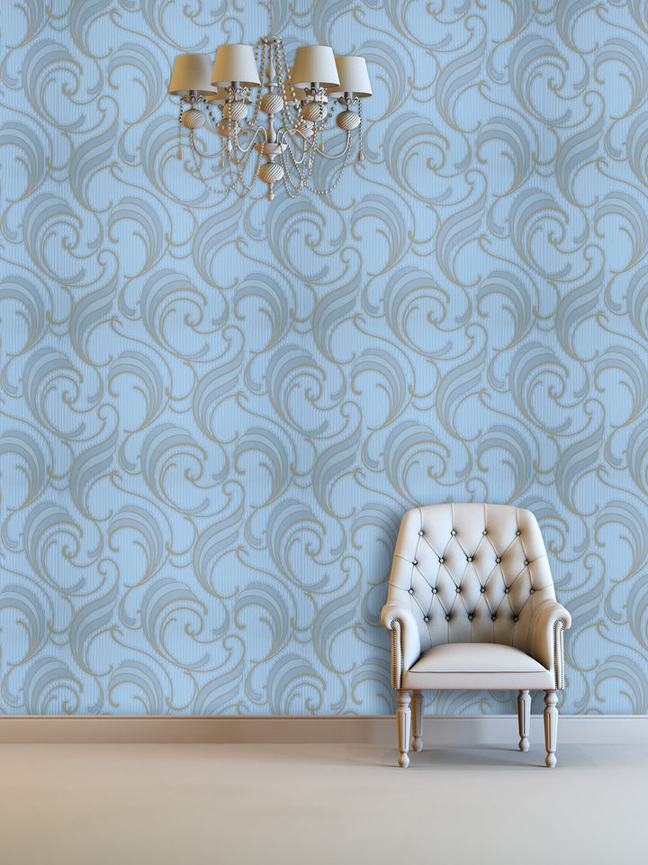 Queen Victoria Xu Aqua Baroque Wallpaper Sku41-056