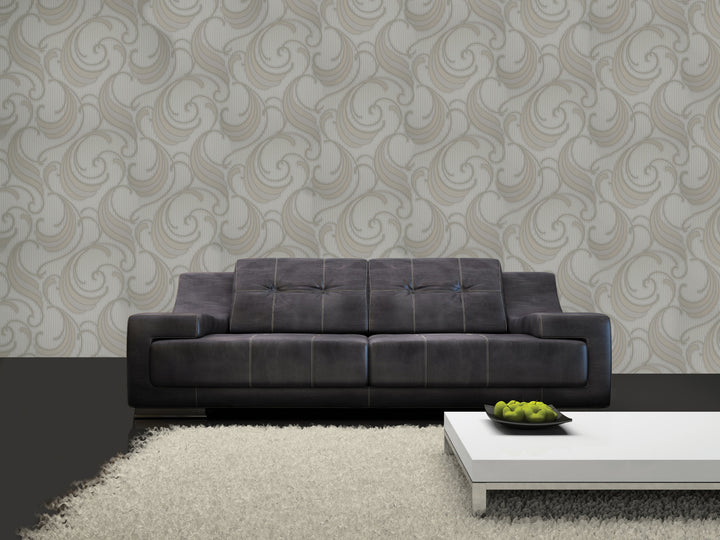 Queen Victoria Xu Cream Baroque Swirl Wallpaper Sku41-057