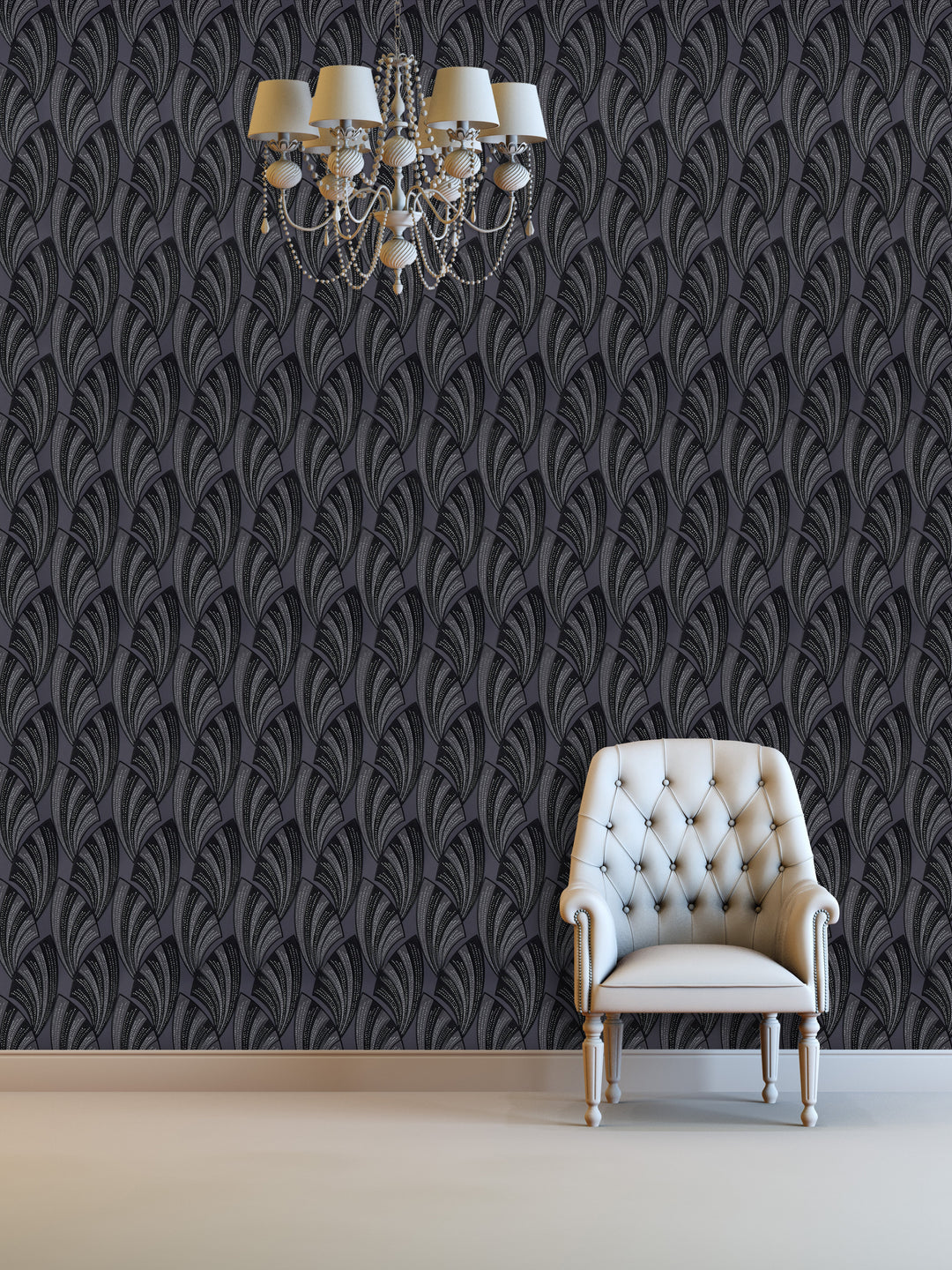 Queen Victoria Xu Black Wave Wallpaper Sku41-963