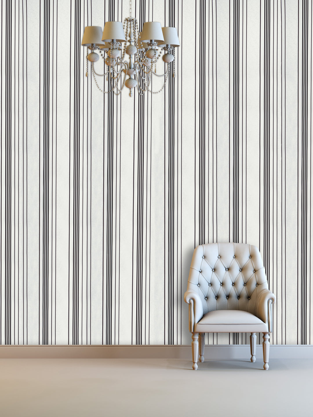 Queen Victoria Xu Charcoal Stripe Classic Wallpaper Sku42-201