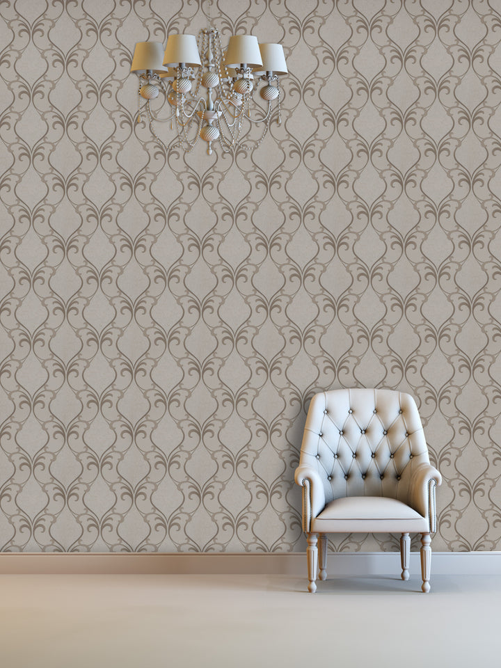 Queen Victoria Xu Taupe Diamond Quilt Wallpaper Sku42-295