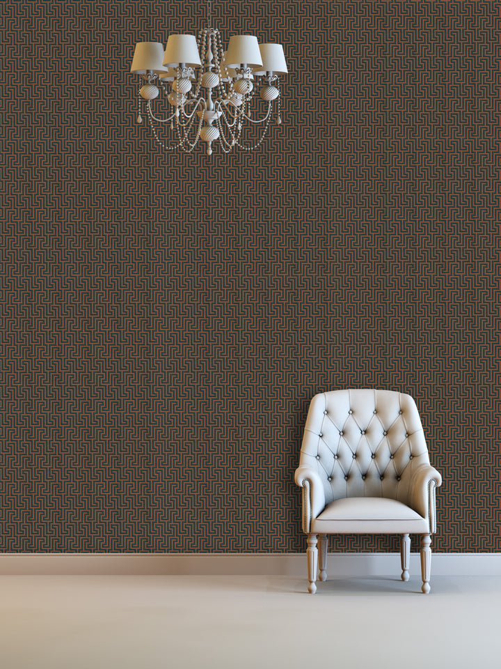 Queen Victoria Xu Mocha Grid Wallpaper Sku42-869