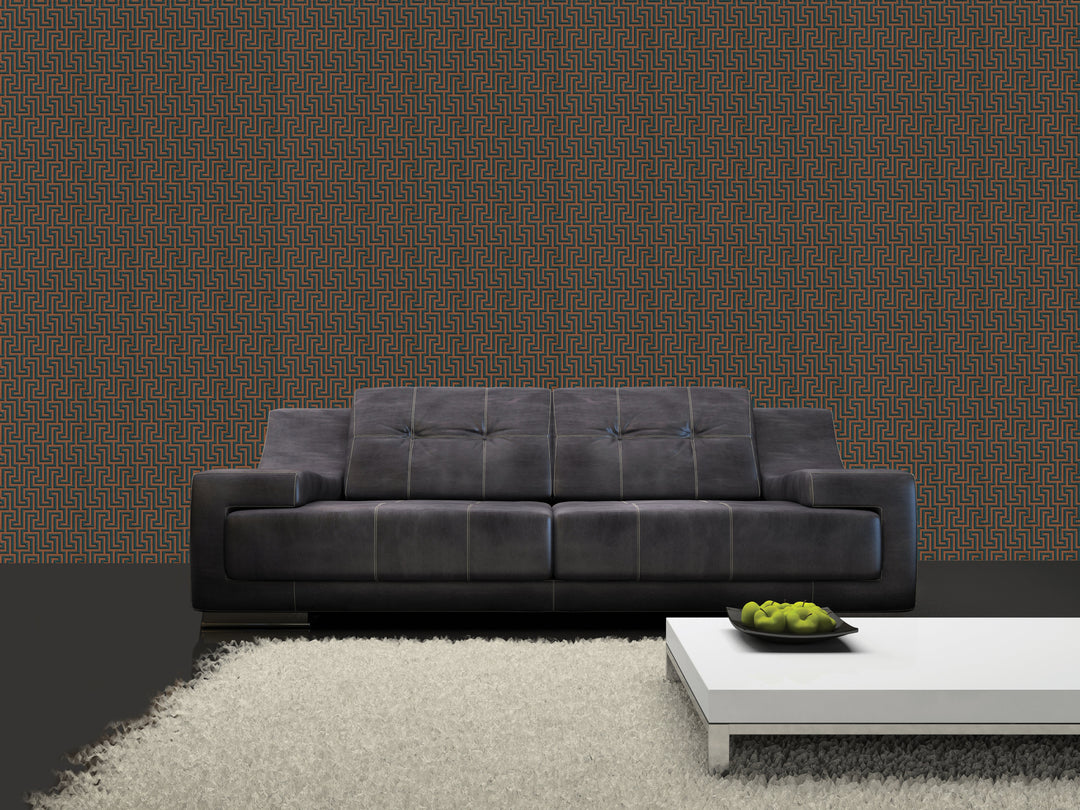 Queen Victoria Xu Mocha Grid Wallpaper Sku42-869