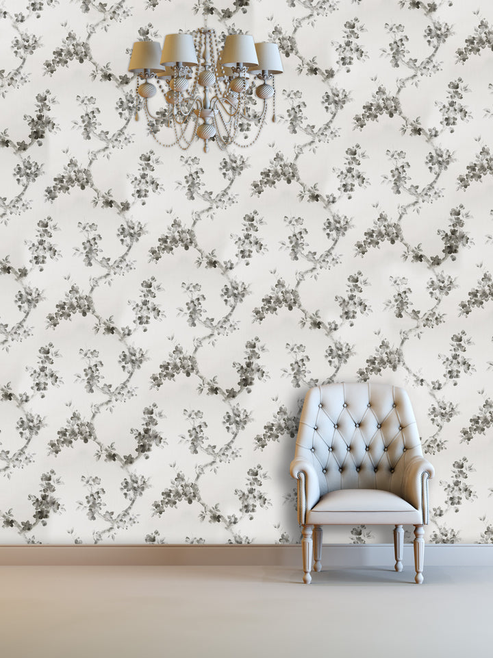 Queen Victoria Xu Floral Dust Grey Wallpaper Sku43-128