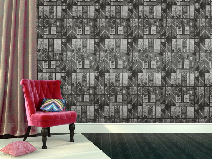 River Thames 33 Charcoal Mosaic Wallpaper Sk69-5412