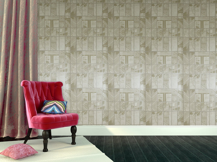 River Thames 33 Cream Mosaic Wallpaper Sk69-5413