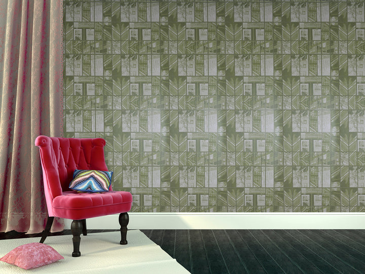 River Thames 33 Sage Mosaic Wallpaper Sk69-5415