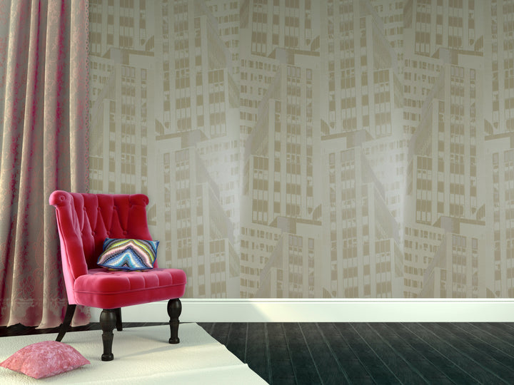 River Thames 33 Taupe Print Wallpaper Sk69-5432