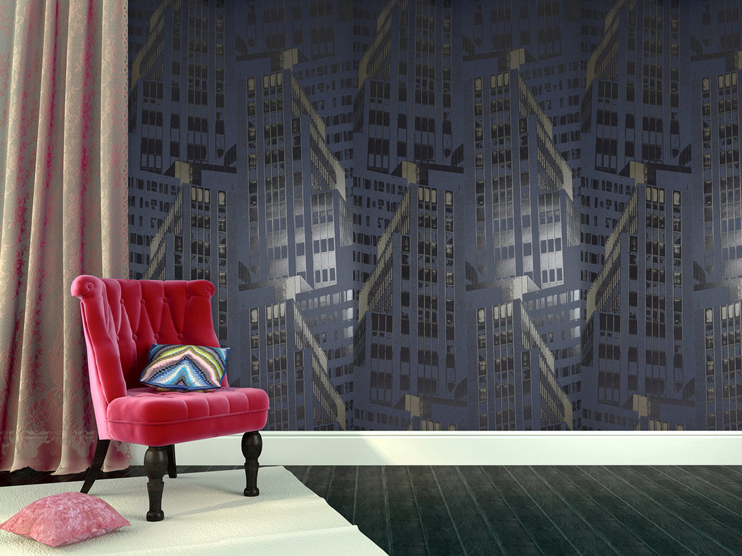 River Thames 33 Midnight Pattern Wallpaper Sk69-5434