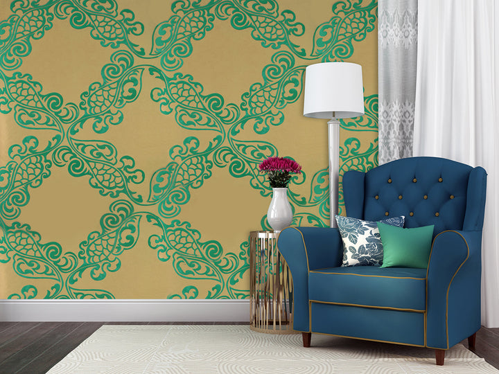 River Thames 8 Teal Medallion Wallpaper Sk69-5115