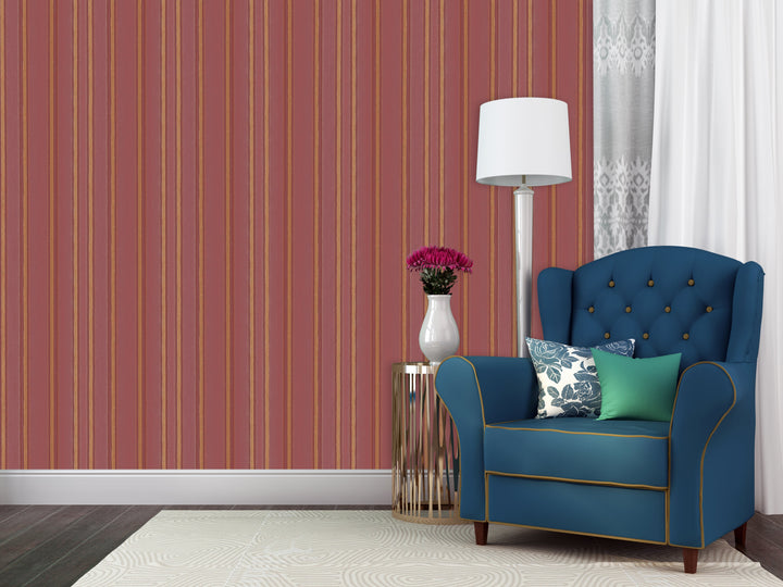 Hyde Park 29 Crimson Regal Stripe Wallpaper Sk104-41037