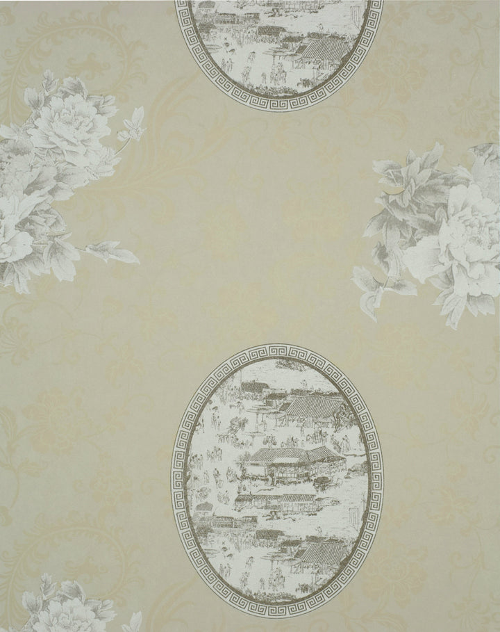 Queen Anne B Beige Heritage Wallpaper Sk2823