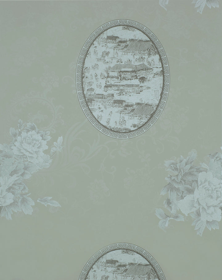 Queen Anne B Gold Floral Wallpaper Sk2826