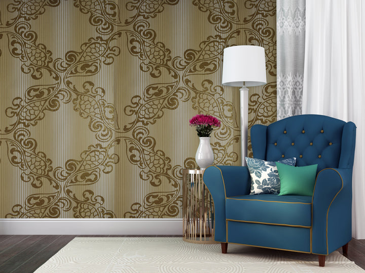 River Thames 33 Golden Floral Wallpaper Sk69-5112