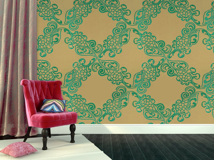 River Thames 8 Teal Medallion Wallpaper Sk69-5115