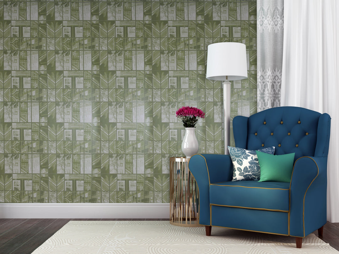 River Thames 33 Sage Mosaic Wallpaper Sk69-5415