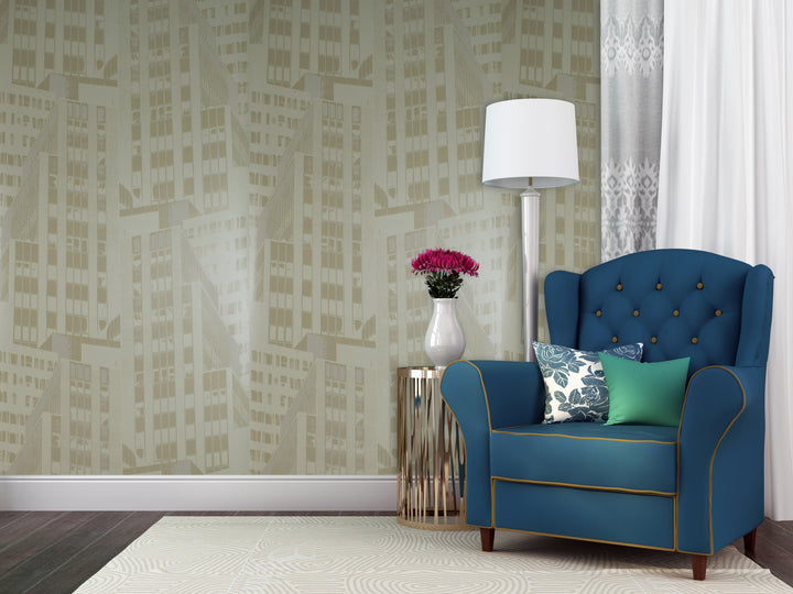 River Thames 33 Taupe Print Wallpaper Sk69-5432